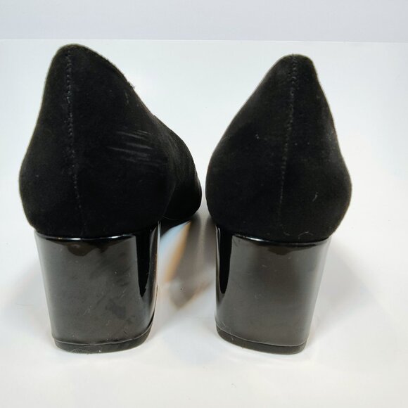 Bandolino Women's 8M Black Suede Chunky Heel Pumps - Picture 9 of 10